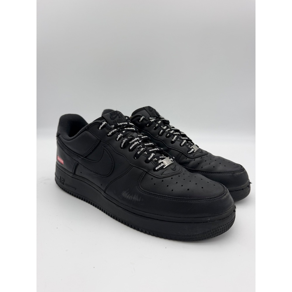 Nike Air Force 1 Low Supreme Black Leather Sneakers CU9225-001 Mens Size 12